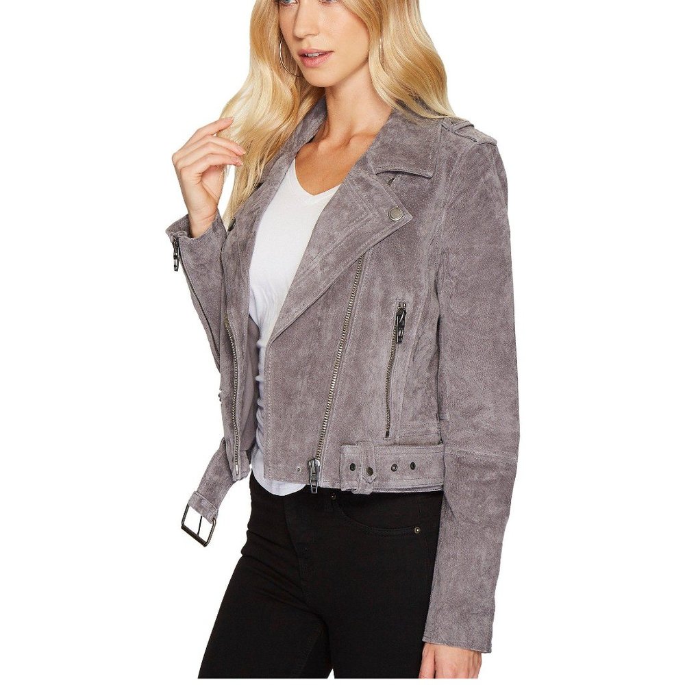 Blank NYC Grey Suede Moto Jacket - XS